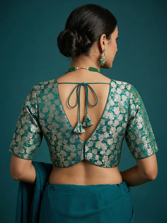 Woven Teal Design Blouse