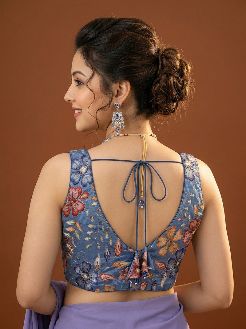 Silk Blue Saree Blouse