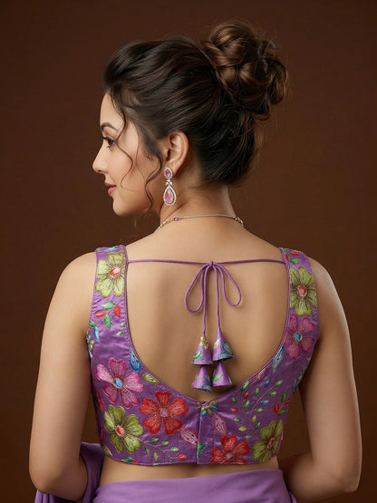Silk Purple Saree Blouse