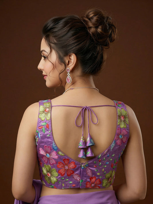 Silk Purple Saree Blouse