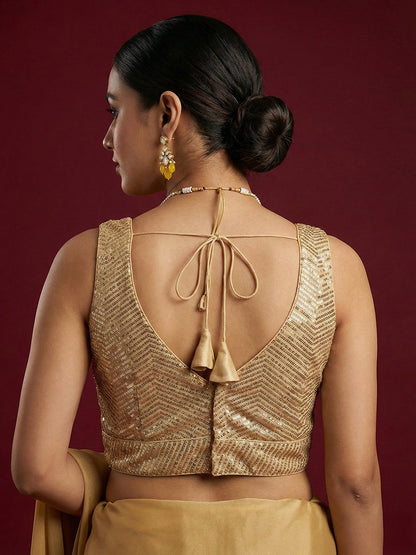 Embellished Gold Saree Blouse
