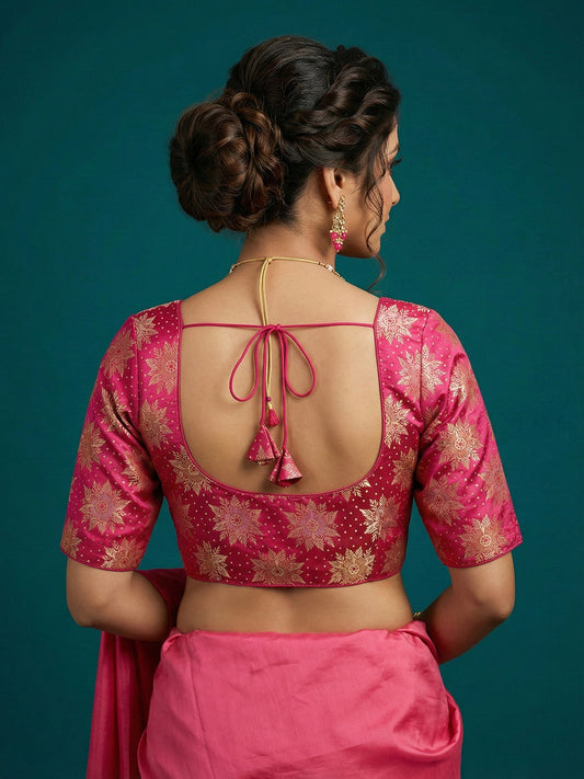 Satin Pink Brocade Blouse