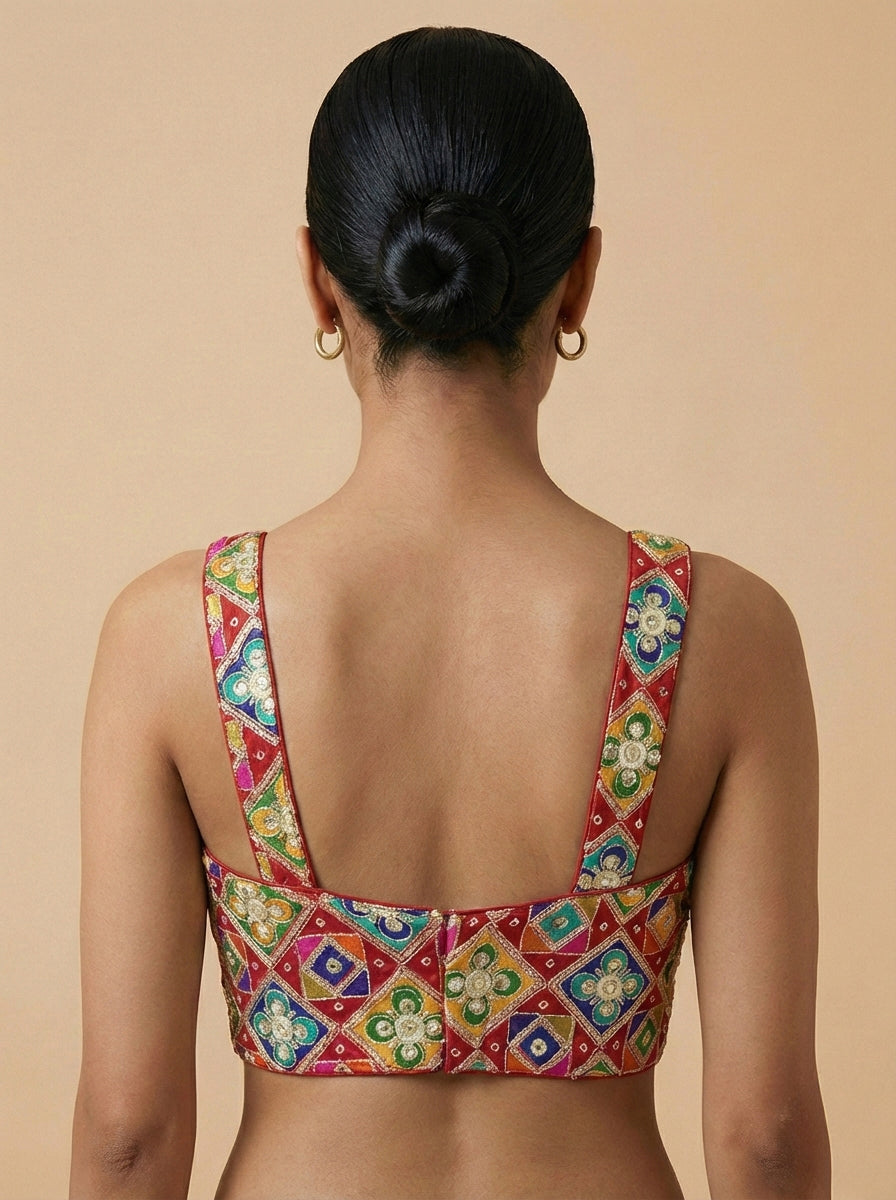 Viraasat Red Embroidered Designer Saree Blouse