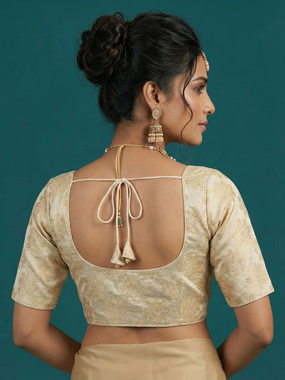 Satin Cream Brocade Blouse