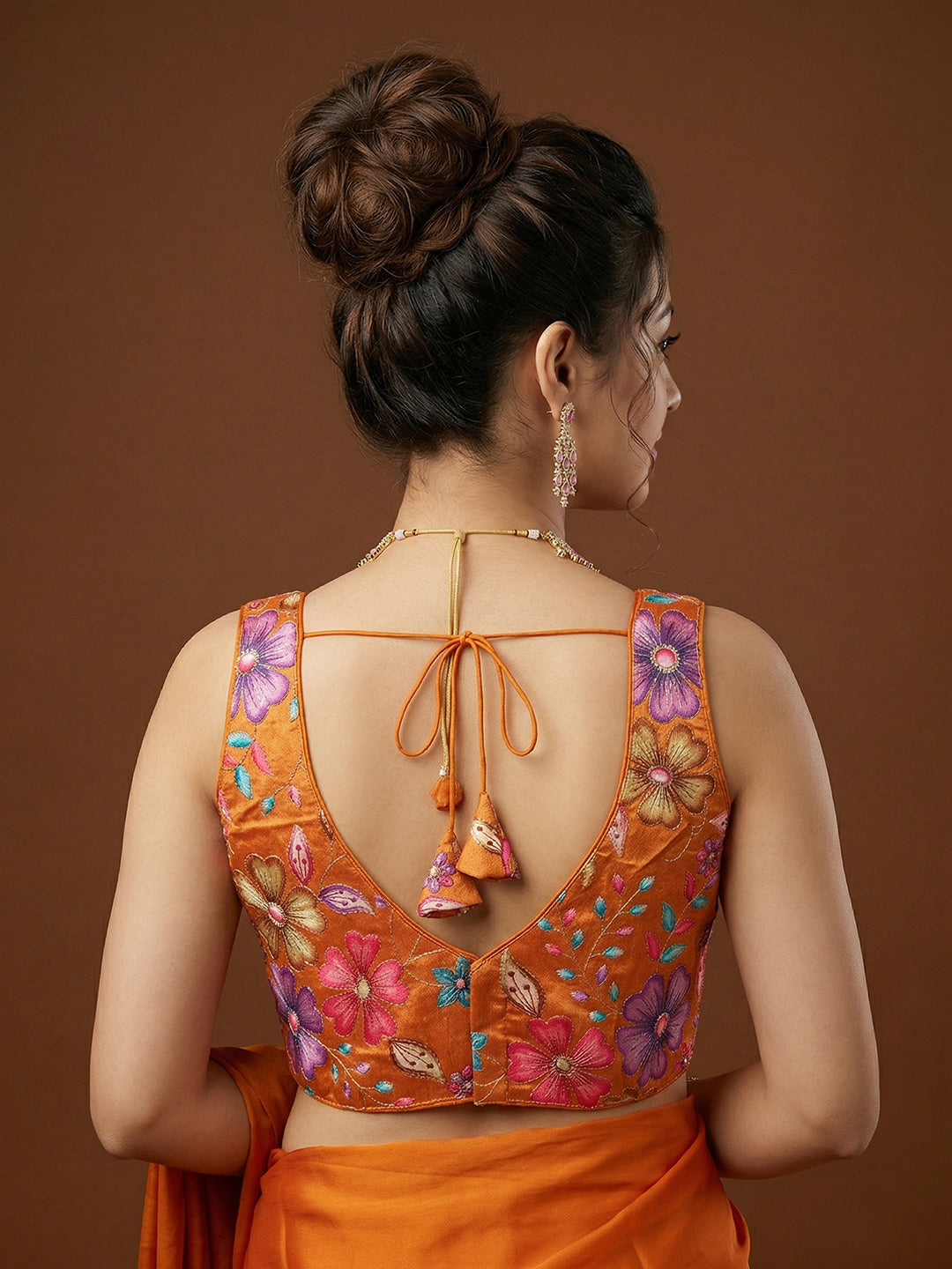 Silk Orange Saree Blouse