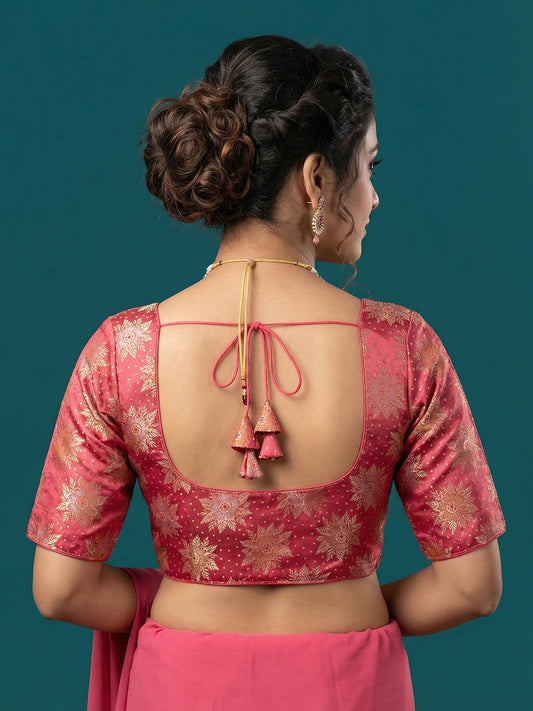 Satin Peach Brocade Blouse