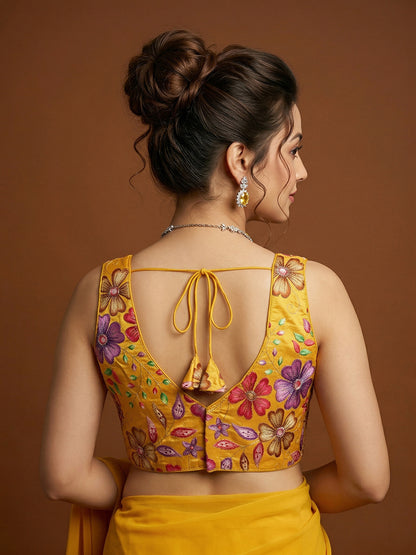 Silk Yellow Saree Blouse