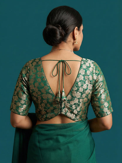 Woven Green Design Blouse