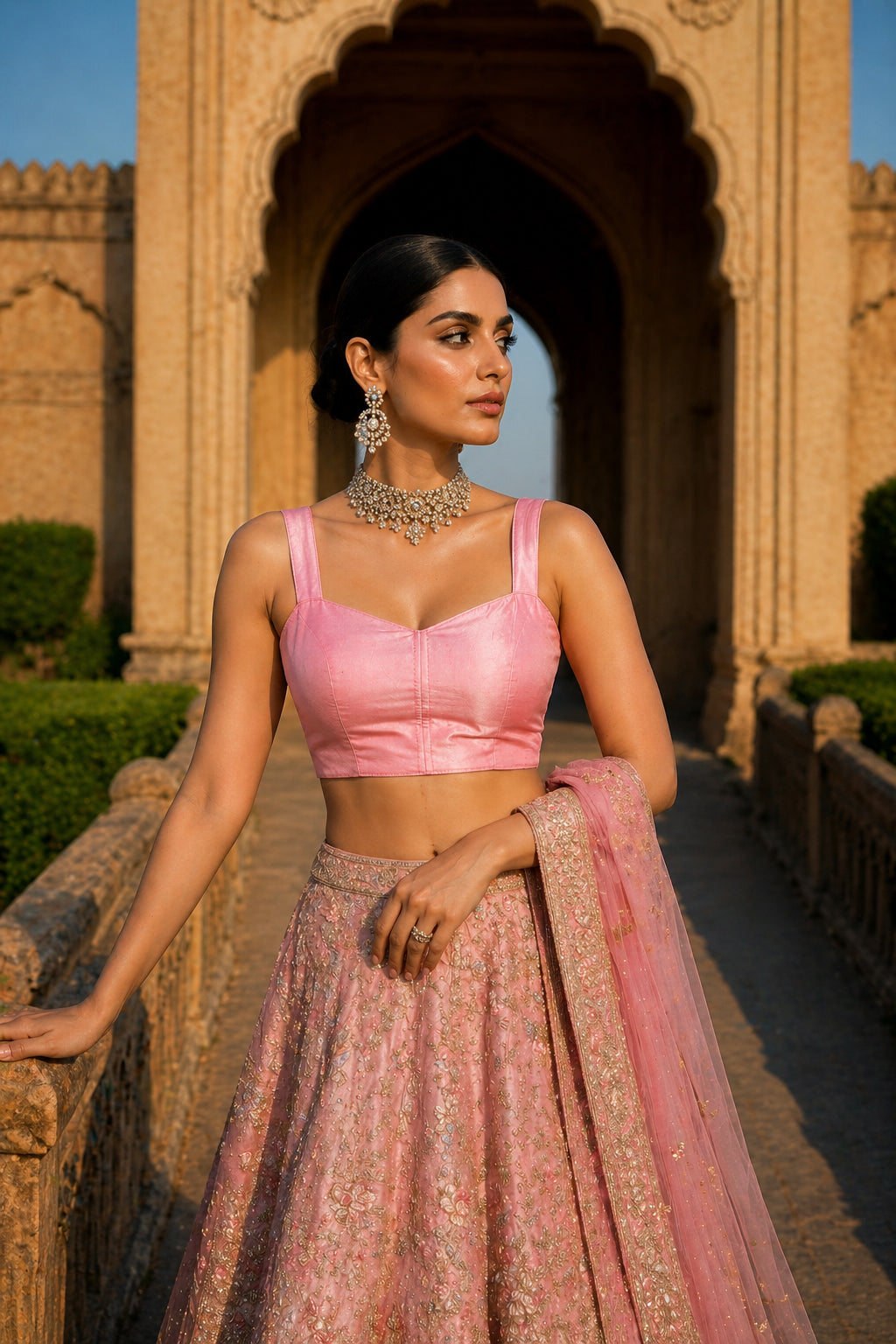 Solid Tafeta light Pink Saree Blouse