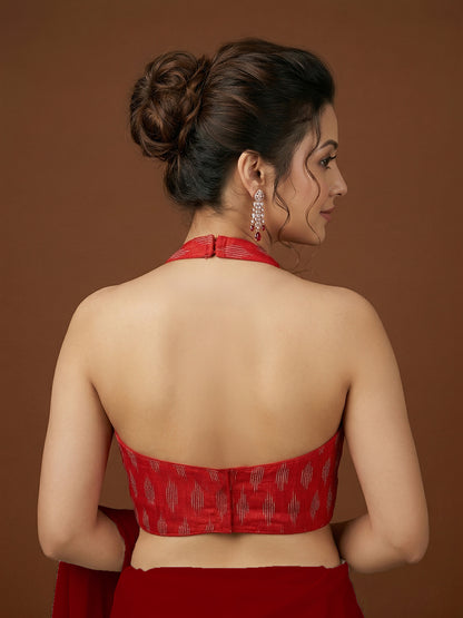 Cotton Blend Woven Design Saree Blouse