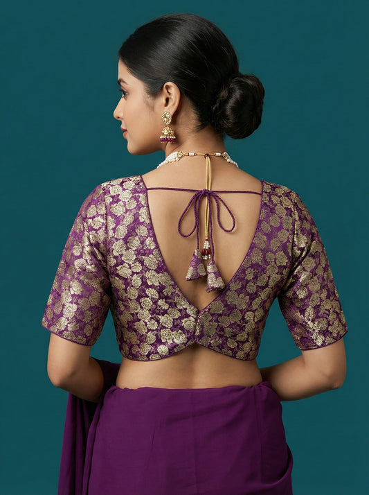 Woven Wine Design Blouse