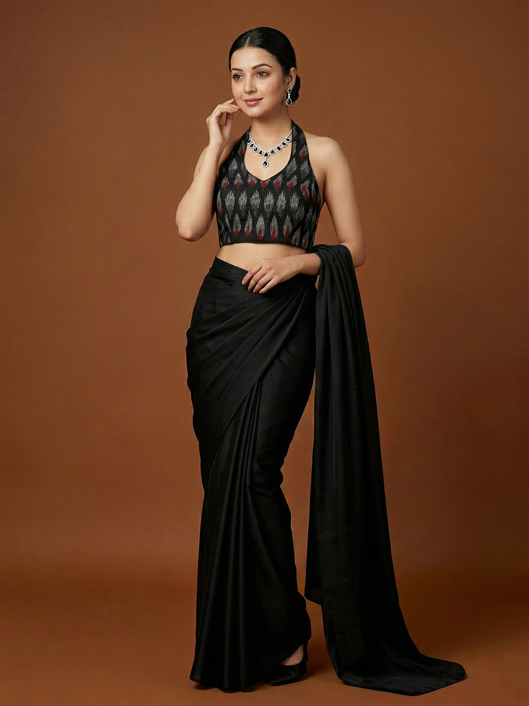 Cotton Blend Woven Design Saree Blouse