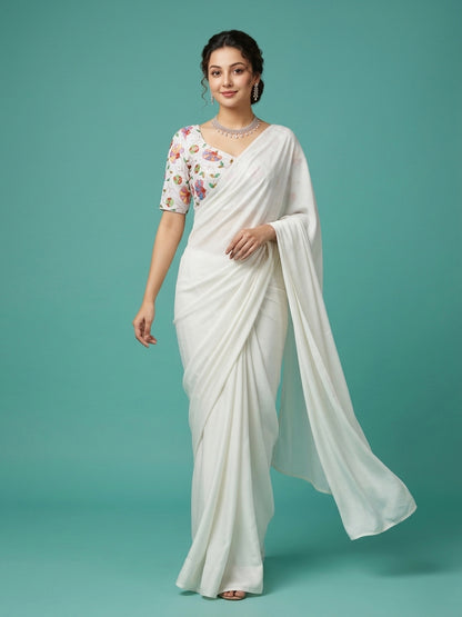Silk White Saree Blouse