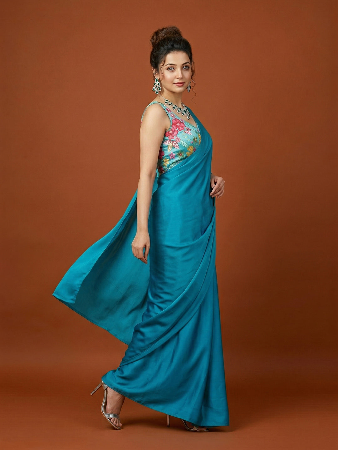 Silk Light Blue Saree Blouse