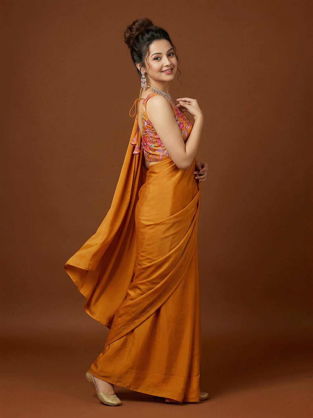 Silk Orange Saree Blouse