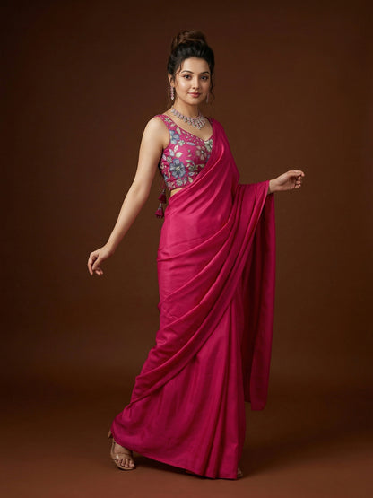 Silk Magenta Saree Blouse