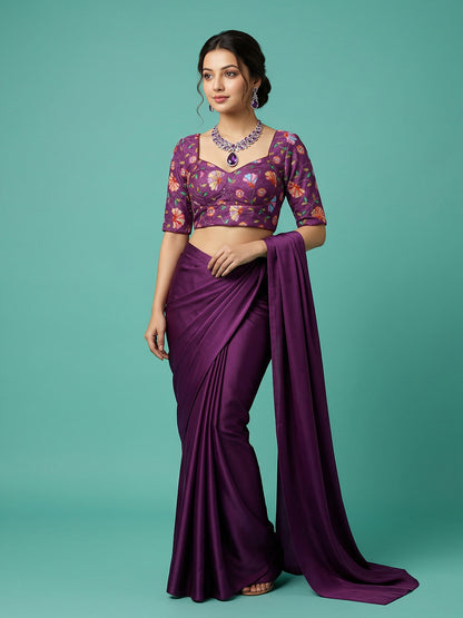Silk Purple Saree Blouse