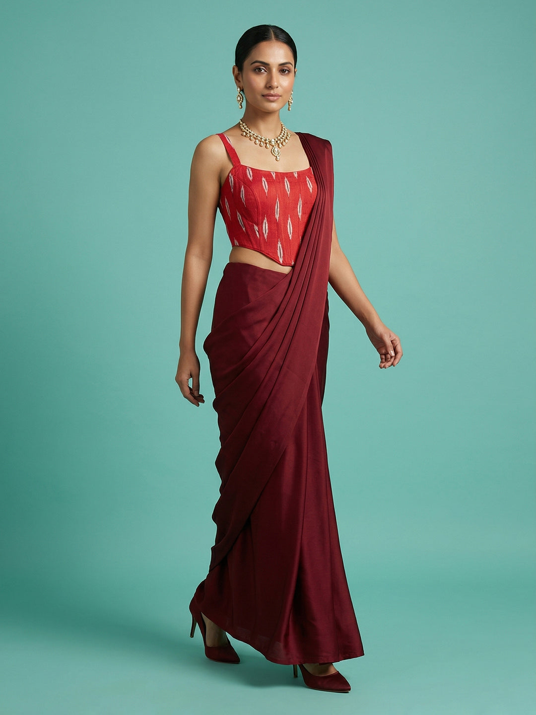 Cotton Blend Woven Design Saree Blouse
