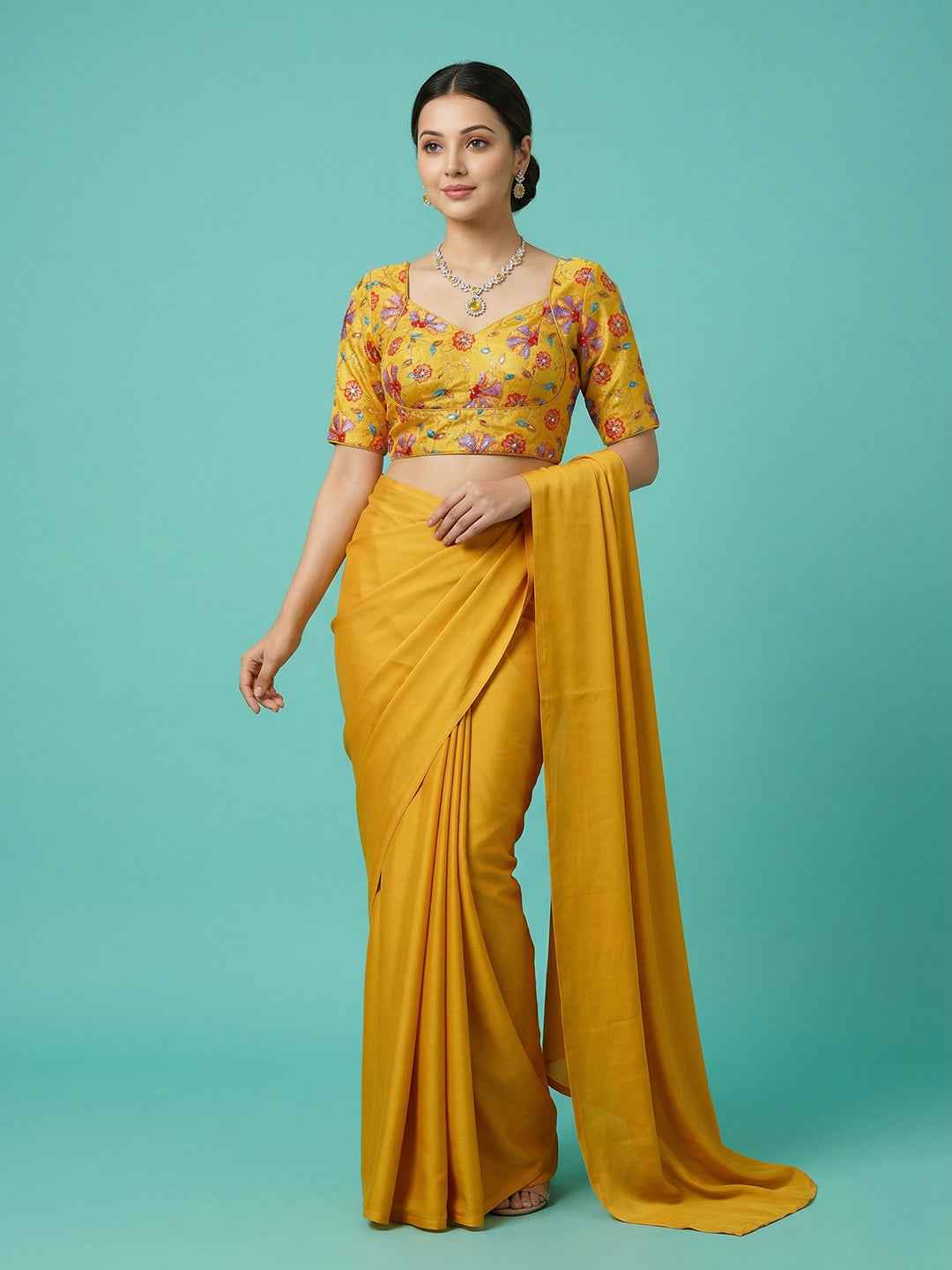 Silk Yellow Saree Blouse
