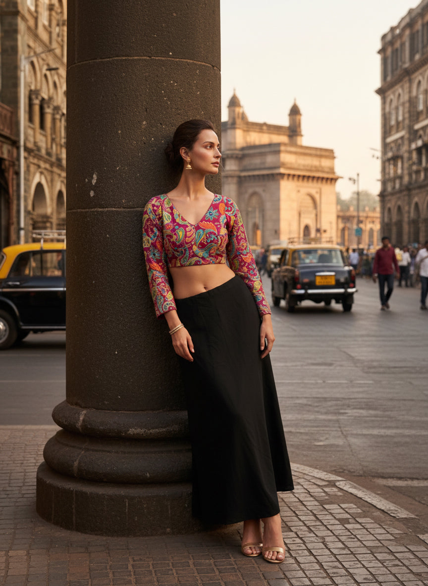 Women Magenta Embroidered Blouse