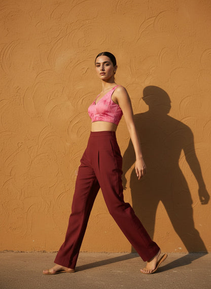 Tie-Dye Pink Embroidered Blouse