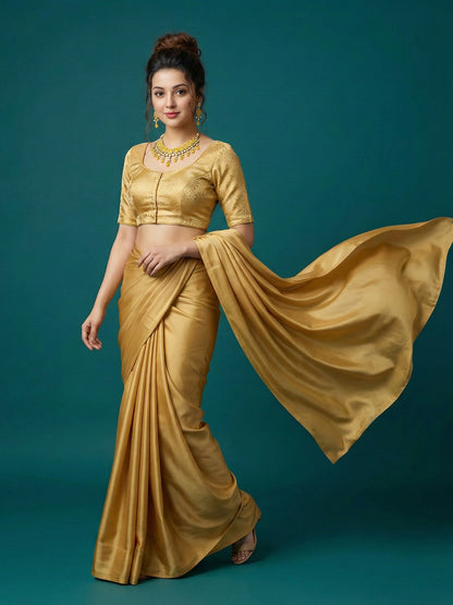 Satin Gold Brocade Blouse