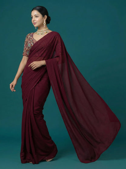 Embroidered Red Saree Blouse