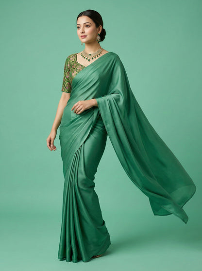 Woven Green Design Blouse