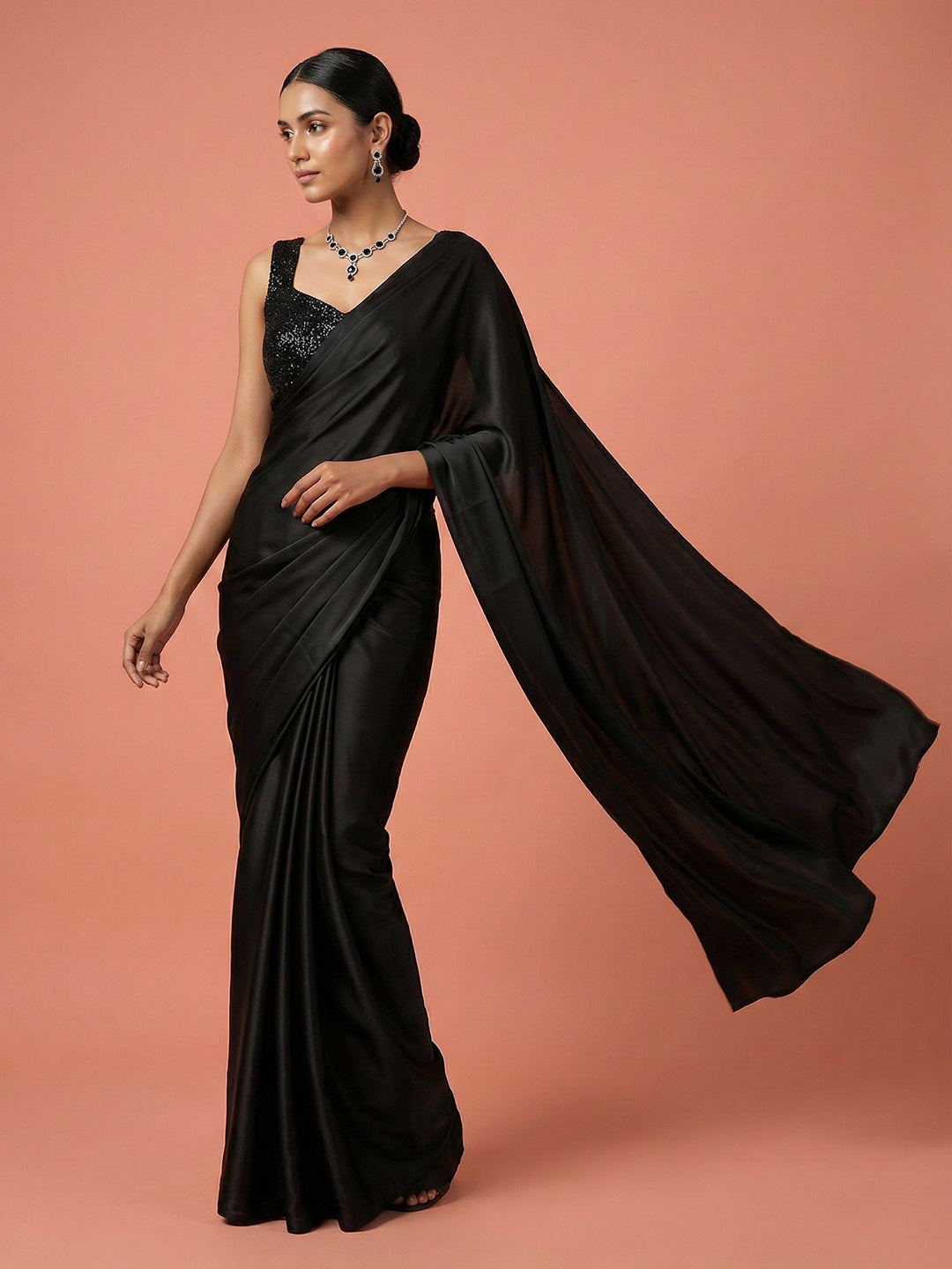 Embellished Black Saree Blouse