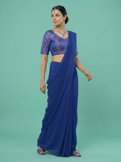Woven Royal Blue Design Blouse