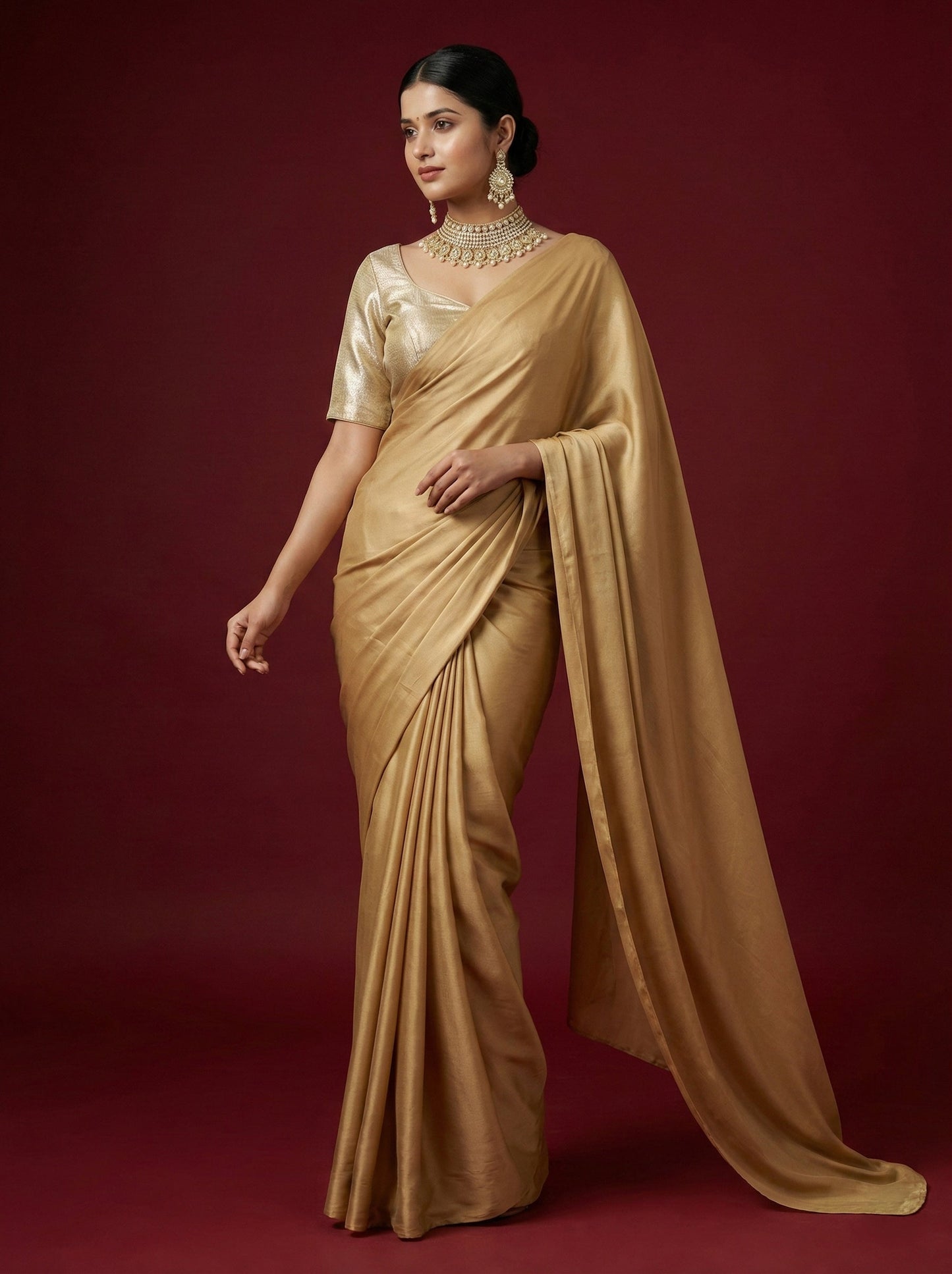 Plain Light Gold Tissue Blouse