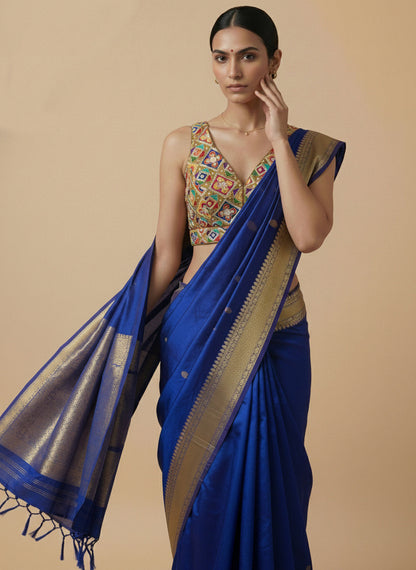 Viraasat Mustard Embroidered Designer Saree Blouse