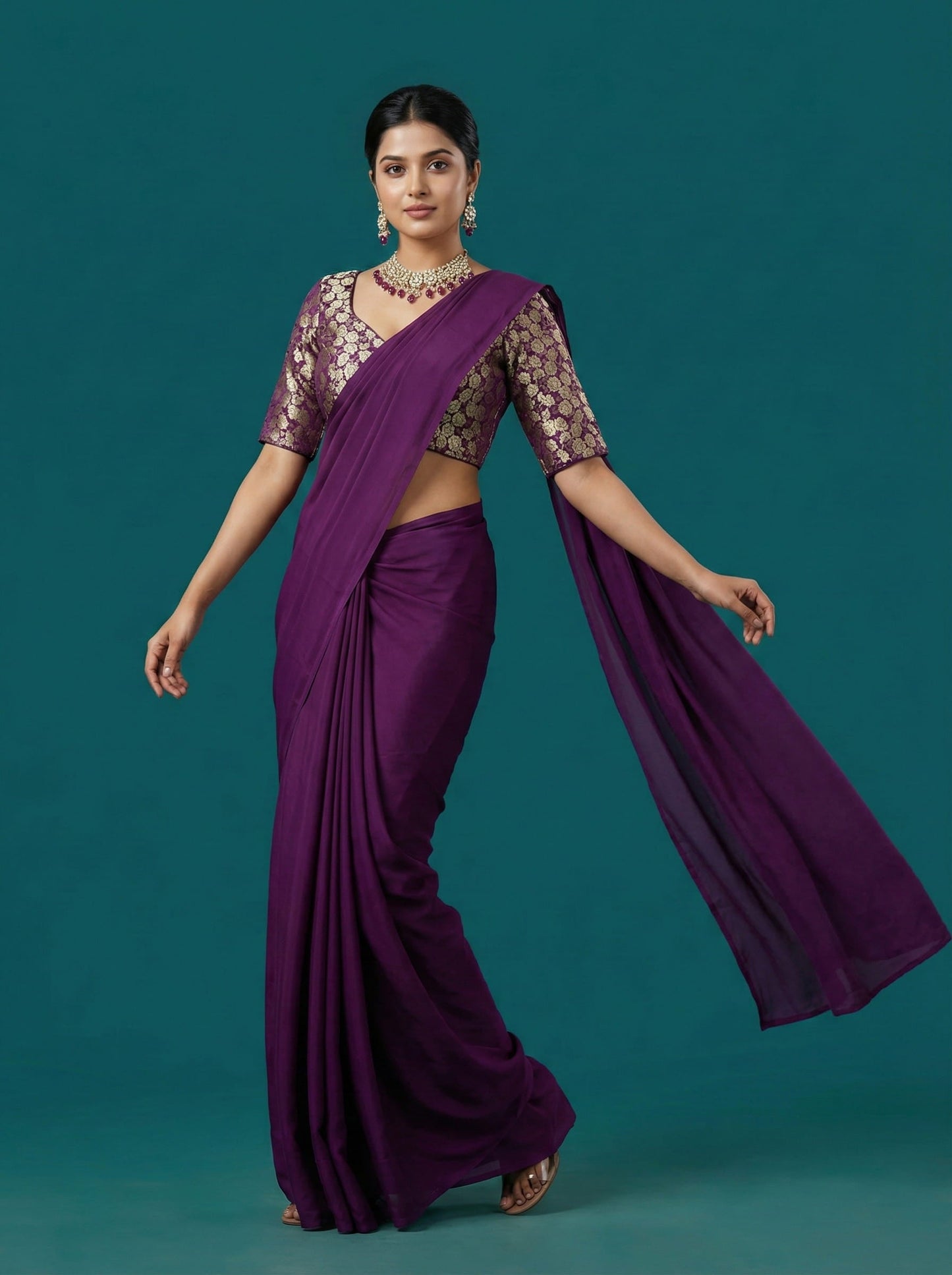 Woven Wine Design Blouse