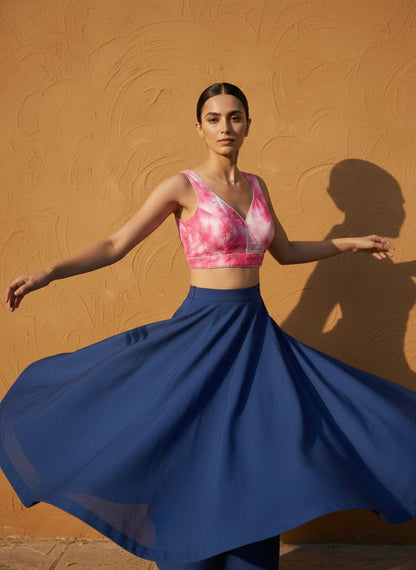 Tie-Dye Pink Embroidered Blouse