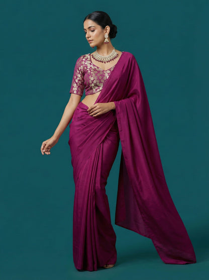 Woven Magenta Design Blouse