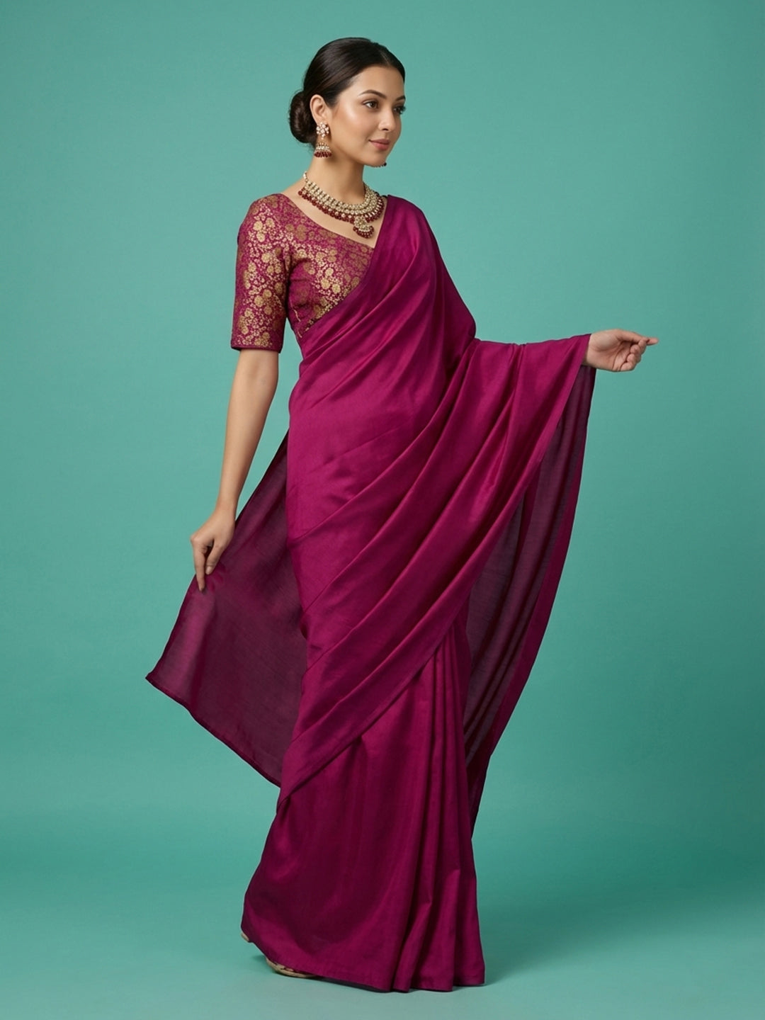 Woven Magenta Design Blouse
