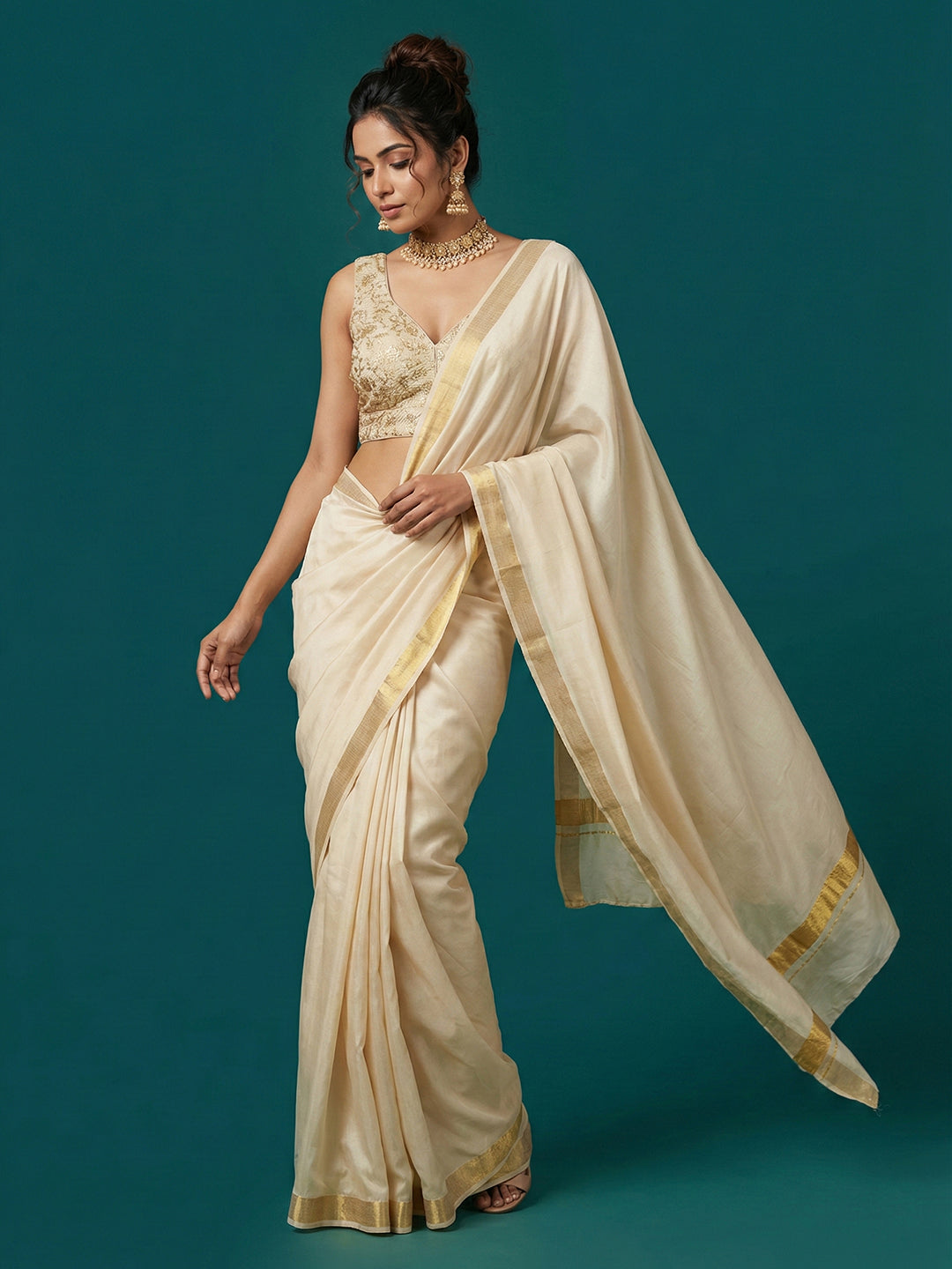 Designer Gold Embroidered Blouse