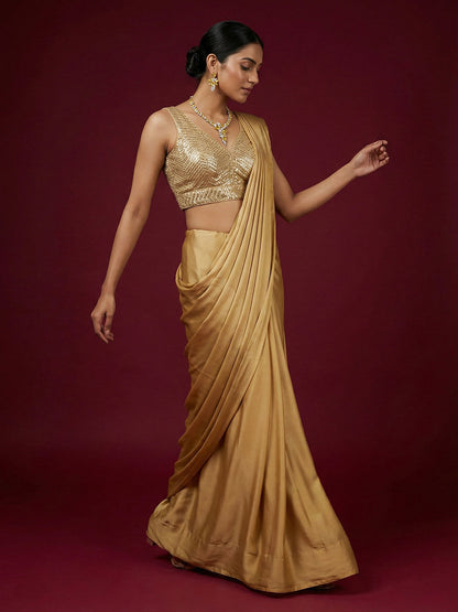 Embellished Gold Saree Blouse
