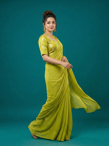 Satin Peacock Green Brocade Blouse