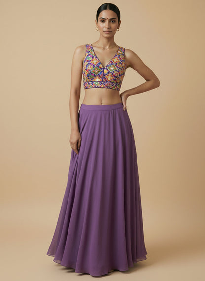 Viraasat Purple Embroidered Designer Saree Blouse