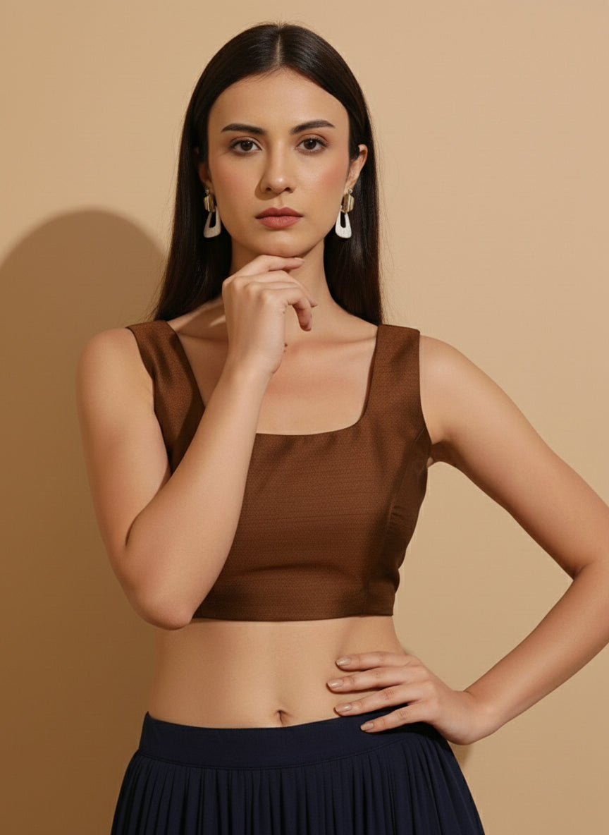 Silk Brown Saree Blouse