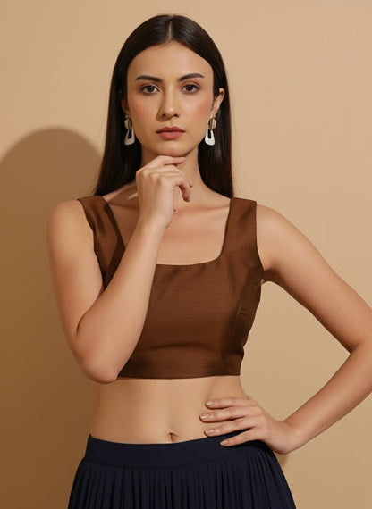 Silk Brown Saree Blouse
