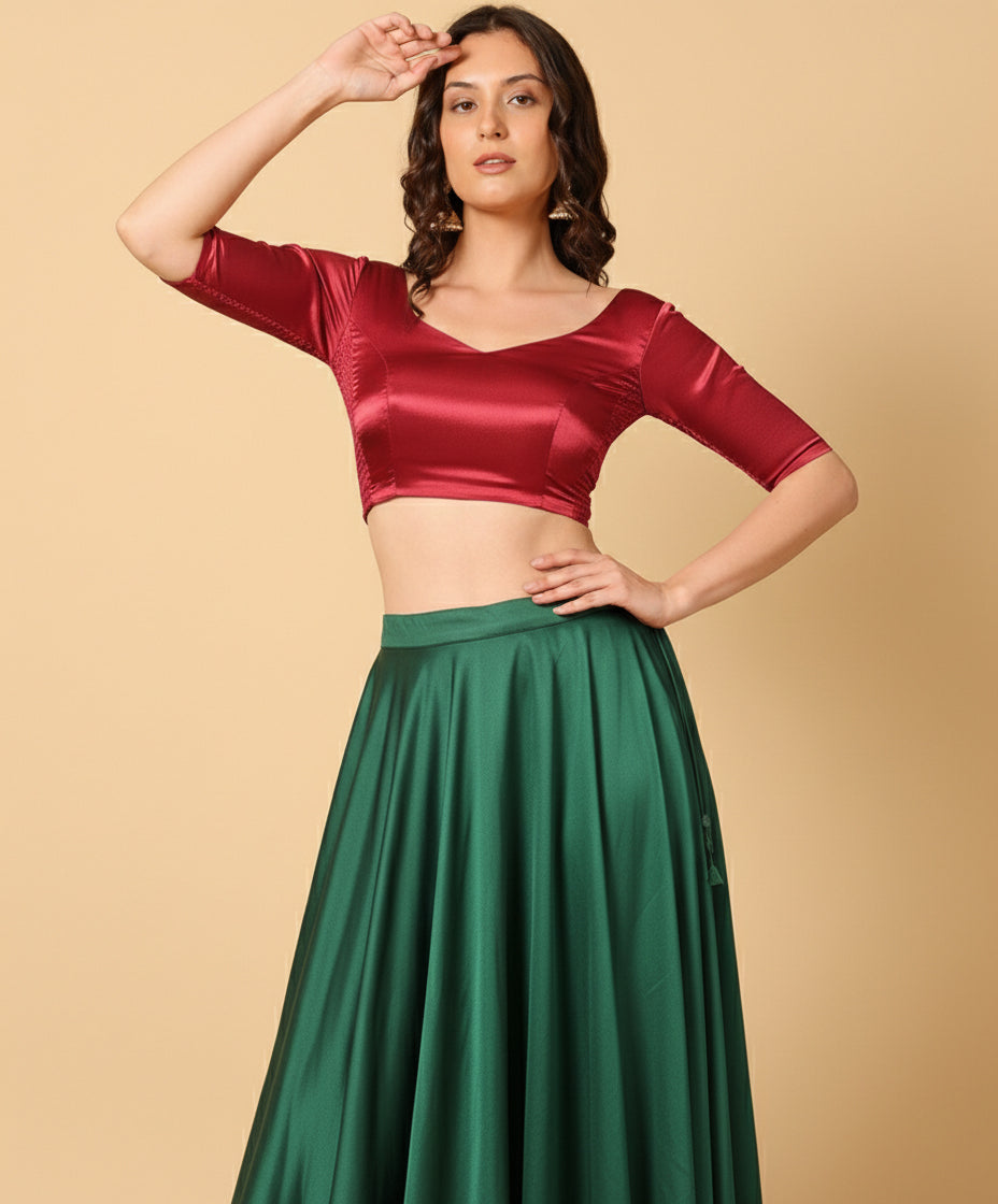 Satin Red Stretchable Blouse