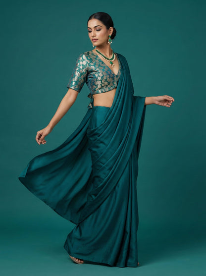Woven Teal Design Blouse