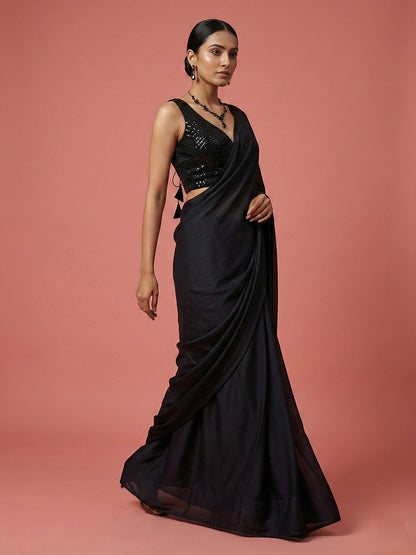 Embellished Black Saree Blouse