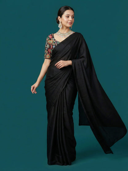 Embroidered Black Saree Blouse