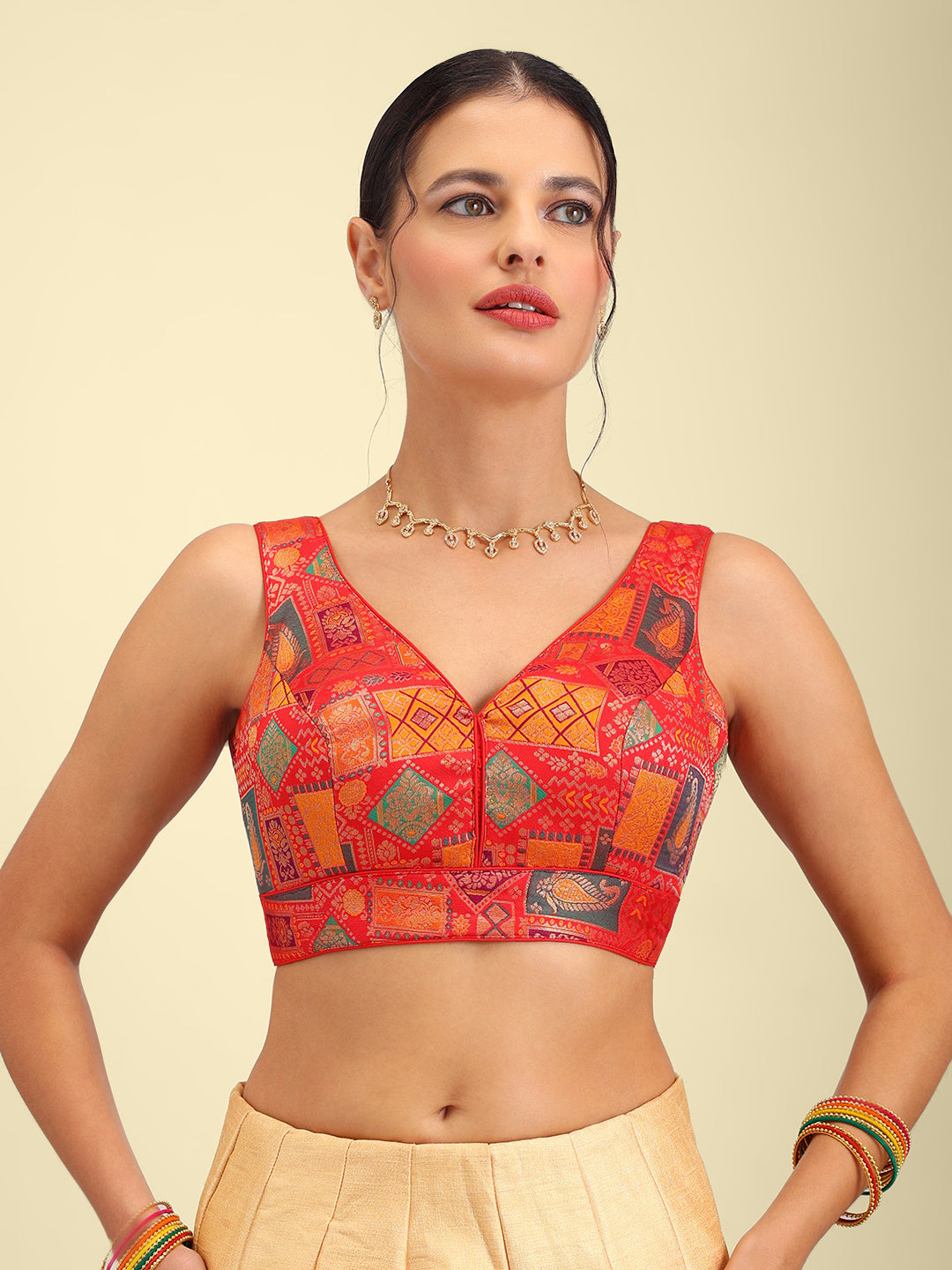 Women's Designer Printed Saree Blouse