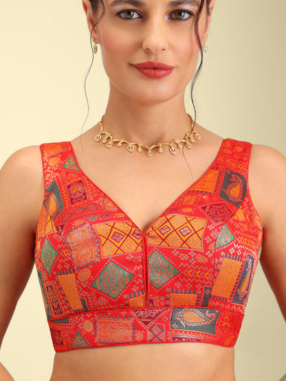 Women's Designer Printed Saree Blouse