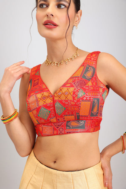 Women's Designer Printed Saree Blouse