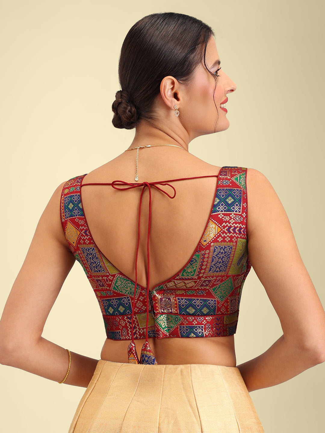 Women's Designer Maroon Printed Saree Blouse